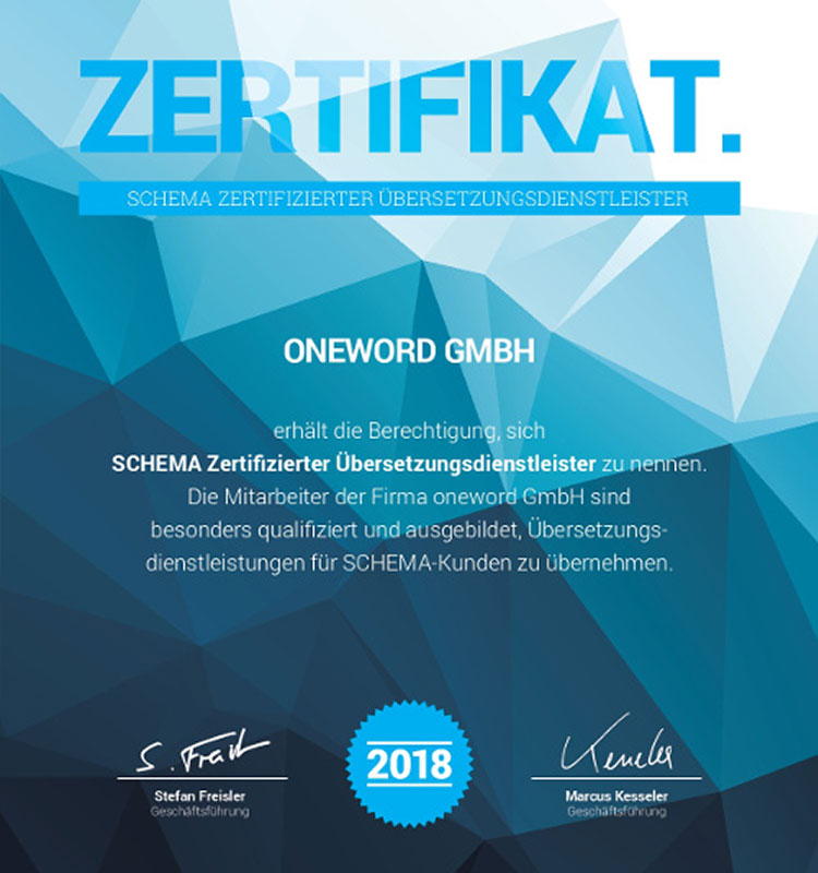 Schema-Zertifikat